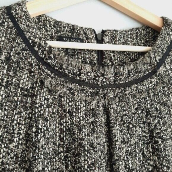 TALBOTS Tweed Sheath Dress Woven Tweed Style Fabric Grey Sz 10 - Picture 7 of 14